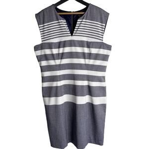 Tommy Hilfiger Women's Sheath Dress Size 14 Striped Navy Blue & White Sleeveless